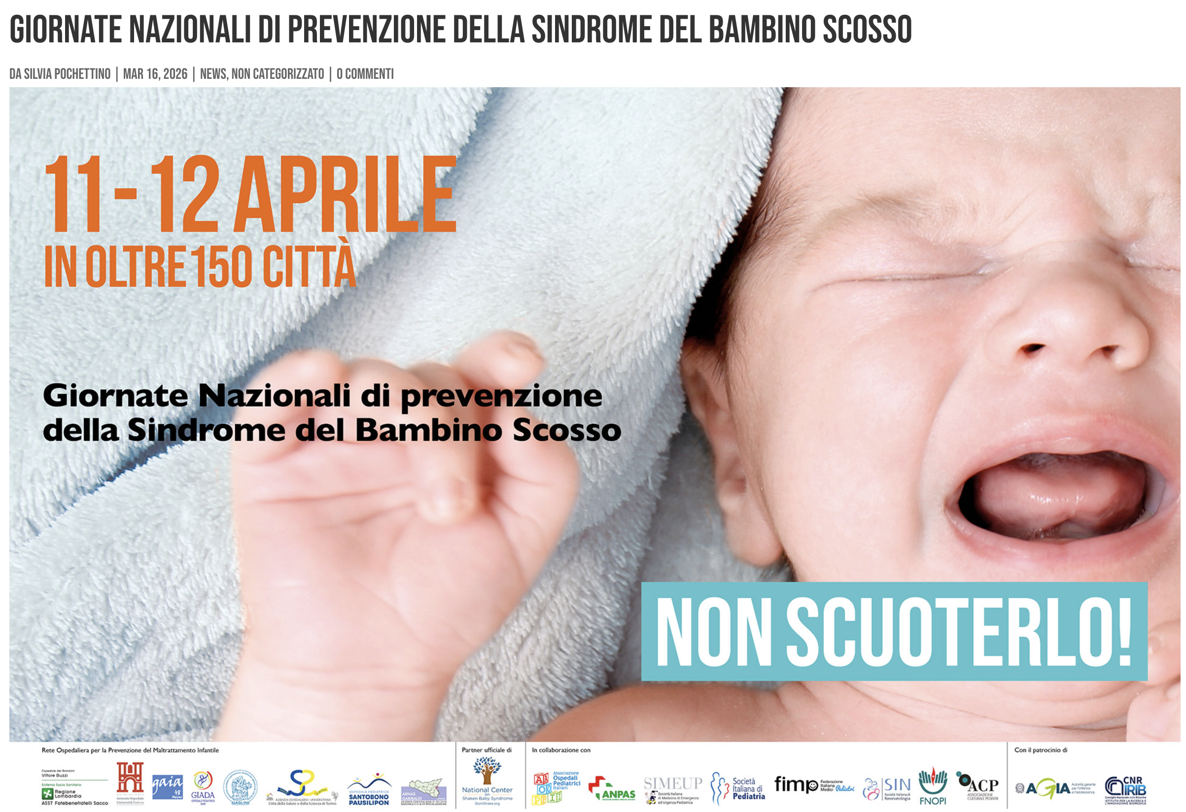 Giornate Nazionali di prevenzione della Sindrome del Bambino Scosso. 